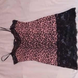 Pink Leopard See through Ribbed Tank